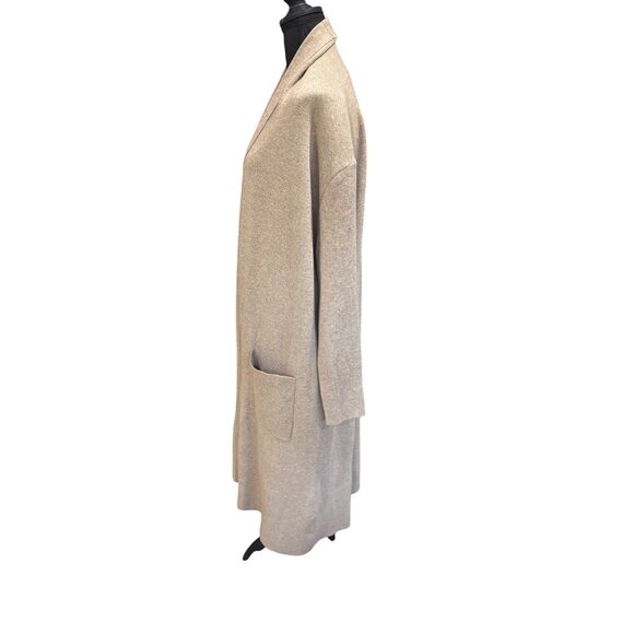 Long Beige Soft Open Front Cardigan Pockets XL Maxsport Womens Knitwear Office - Picture 6 of 12
